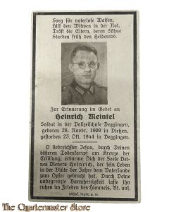 In Memoriam Karte/Death notice Gefreiter Grenadier Regt 1944 Rebano   Lukawice