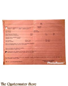 Form may 1945 for POW to fill out for detecting war criminals