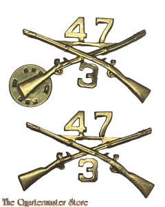 Set Collar badges Officers 47 Inf Reg 3rd Bat 