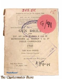 Manual Gun Drill Q.F. 4.5-Inch Marks I and II Howitzers on Marks 1 to 1p field carriages 1940