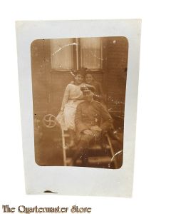 (Photo) Postkarte 1914-18 Deutscher Flieger mit Familie  (Photo German pilot with family WW1)