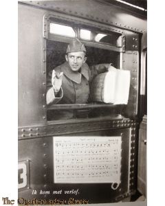 Prent briefkaart 1940 mobilisatie Ik kom met verlof