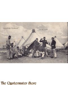 Prent briefkaart 1905 Legerplaats Harskamp Bij den Barbier