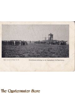 Prent briefkaart 1906 Godsdienstoefeninge in de legerplaats bij Harskamp