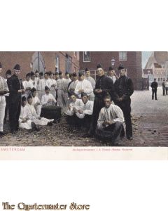 Prent briefkaart 1904 Amsterdam Aardappelenjassen  oranje nassau kazerne
