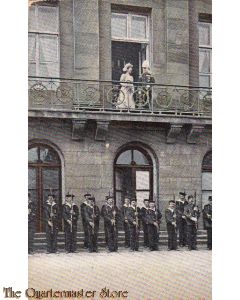 Prent briefkaart 1906 Amsterdam Kon familie met erewacht