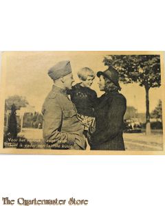 Prent briefkaart mobilisatie 1939 voor het vertrek zegt zusje