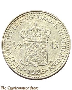 Nederlandse zilveren halve gulden uit 1928