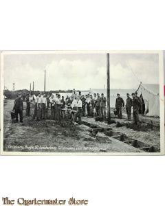 Prent briefkaart mobilisatie 1939 Geniekamp, hoogte 50, Soesterberg Toiletmaken voor het middagmaal