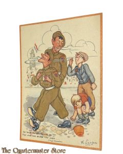Ansicht 1945 Jan loopt de uitlaatgassen na, Piet vindt een peukje voor papa....