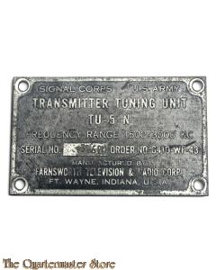 Type plaatje Transmitter Tuning Unit TU-5-N