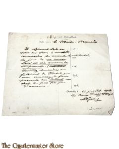 Belgium - Note Mobilisation 6e Regiment d'Artillerie 13 julliet 1914