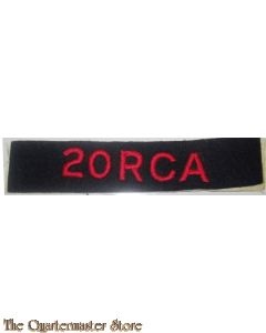 Shoulder title 20 Royal Canadian Artillery 20 RCA