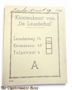 Klantenkaart “de Leusderhal” Amersfoort 1942 