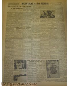 Krant Nieuwsblad van het Noorden zaterdag 11 sept 1943