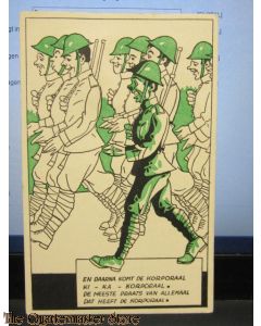 Prent briefkaart mobilisatie 1940 Spot, vervolgens komt het regiment, Ri,Ra Regiment