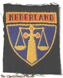 bijzonder mouwembleem , groot formaat ( 10 cm. hoog ) , geweven van DIKKE stof ( zg. Brabants weefsel )