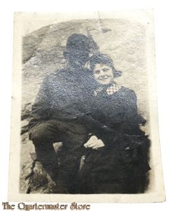 WW1 period original Photo US Soldier with campaign hat and wife