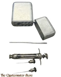 WW1 Container with hypodermic syringe and needles for Medical belt 