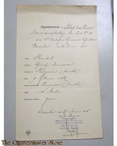 Document 1906 Signalement Soldaat 11e Bat Landweer Infanterie Deventer