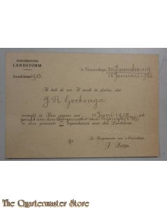 Inschrijvings bewijs 1920 jaarklasse 1913