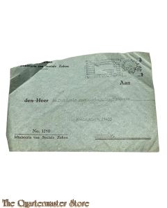 Briefomslag Min Sociale Zaken aan commisie voor Oorlogskinderen Amsterdam 1947