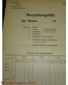 WH Auszahllungsliste fur manschaften und Offiziere