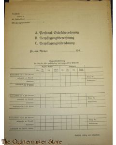 Heer Personal-Stärkeberechnung/Verpflegungsberechnung/Verpflegungsabrechnung 1944