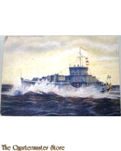 Prent briefkaart 1940 een onzer mijnenvegers in volle zee