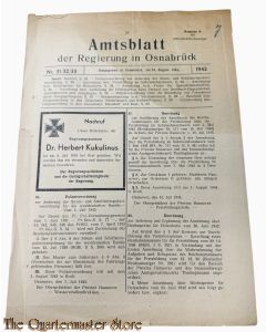 Amtsblatt der Regierung in Osnabrück no 31/32/33 14 Aug 1943