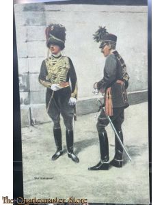Prent briefkaart no 20 Officieren Rijdende Artillerie en Veldartillerie in  ceremonieele tenue 