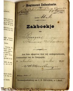 Oorlogszakboekje 8e Regiment Infanterie 3e batt 4e Comp 1890