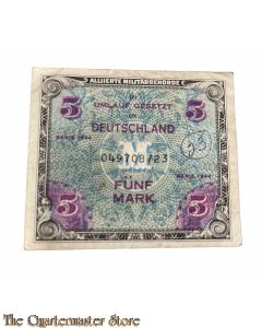 Bankbiljet 5 Mark US Army Bezettings geld (Banknote US 5 mark Occupation money)