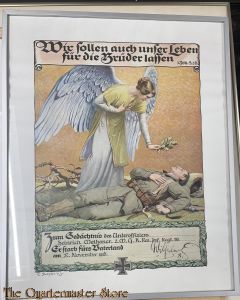 WK1 Colourierten Erinnerungsurkunde für die Hinterbliebenen 27 nov 1915