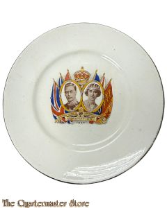 Keramieken Wandbord ter herdenking van de kroning van Koning George VI en Koningin Elizabeth in 1937
