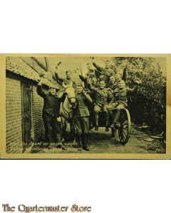 Prent briefkaart mobilisatie 1940 Met ons paard en onzen wagen Zullen wij iedere vijand verjagen