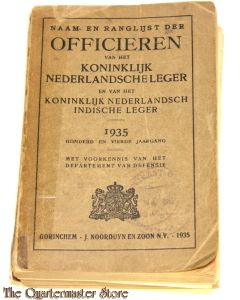 Naam en rangenlijst der Officieren KL en KNIL 1935