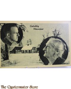 Prent briefkaart mobilisatie 1940 Gelukkig Nieuwjaar soldaat en moeder 