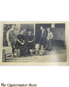 Prent briefkaart mobilisatie 1939 in water wasschen