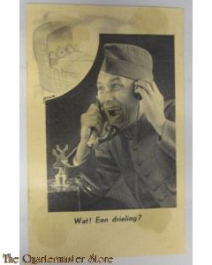 Prent briefkaart mobilisatie 1939 Wat een Drieling?