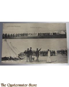 Prent briefkaart mobilisatie 1914 Harskamp troepen