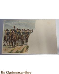 Prent briefkaart mobilisatie 1914 Huzaren te paard