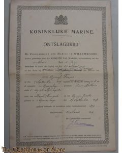 Ontslag brief 15 maart 1919 Kon Marine