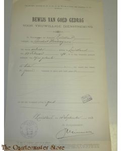 Verklaring goed gedrag voor vrijwilligen militairen dienst 1903