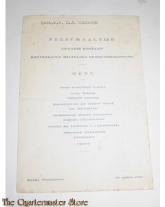 Uitnodiging Feestmaaltijd 50 jarig bestaan Kon Mil Sportvereniging 25 april 1936