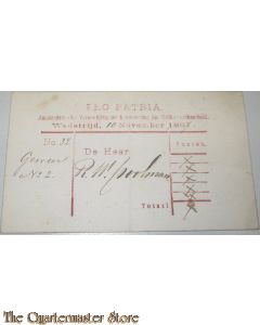 Wedstrijd formulier Pro Patria Amsterdam 10 nov 1867