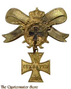 Pre WW1 1889 German Veterans Pin w/ Ribbon Cuxhafen 