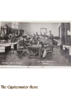 Prent briefkaart 1914 mobilisatie Mauritskazerne Doesburg (Poetsen)