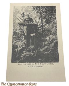 Ansicht - Man van Djamna, Ned. Nieuw Guinea, in krijgsgewaad