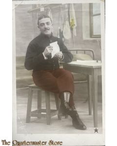 Postcard 1914 France Soldier reading letter 